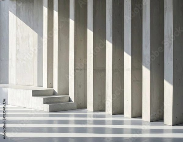 Fototapeta Concrete columns and steps cast shadows