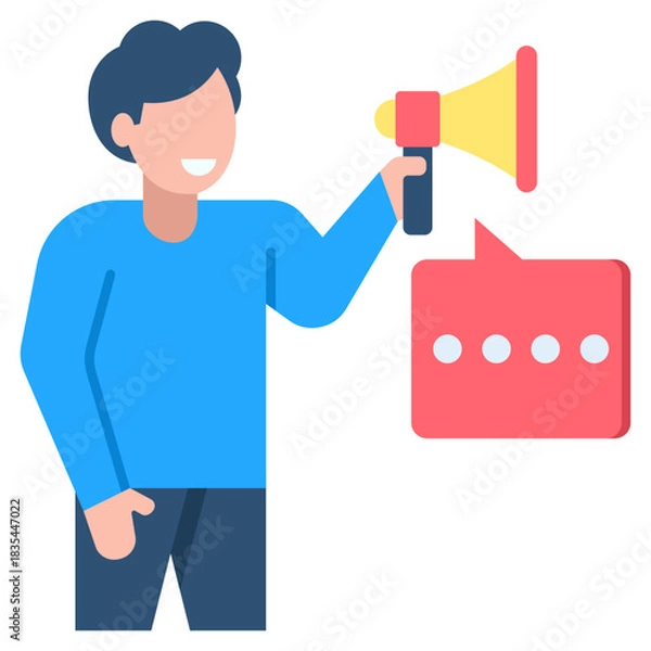Obraz Smiling man with megaphone announces important message using vibrant communication symbol