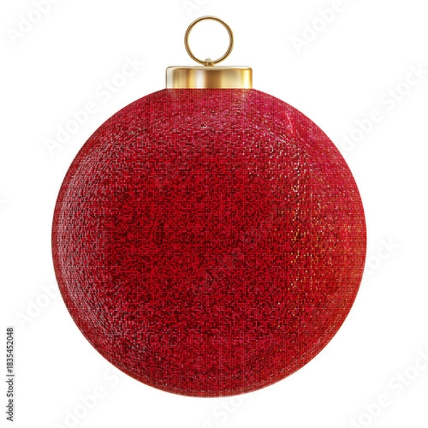 Obraz A red Christmas ornament isolated on a transparent background, featuring smooth glossy surface, soft reflections, and clean lighting. Perfect for holiday designs, banners, product mockups, and festive