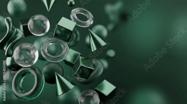 Obraz Abstract background with rendered 3D objects