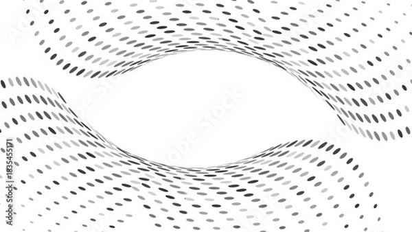 Fototapeta Abstract Black and White Halftone Wave Background with Dynamic Dots