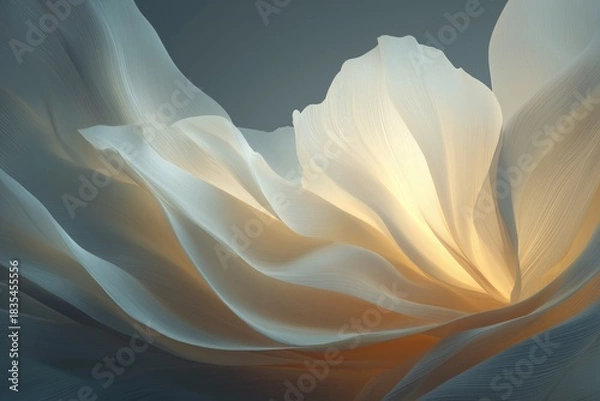 Obraz Luxury Abstract Background, White Gray Color Waves. Cloud Dancer Color Pantone 11-4201, concept. Colour trend of 2026