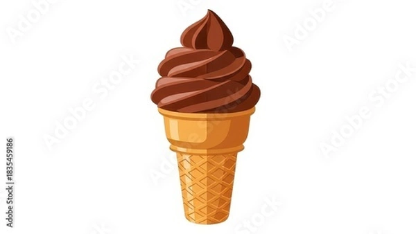 Fototapeta Delicious Chocolate Soft Serve Ice Cream Cone.