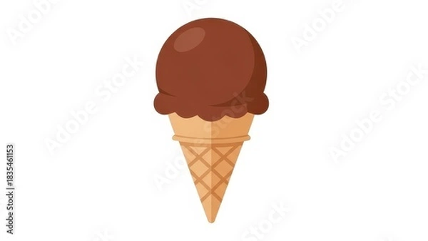 Fototapeta A Delicious Chocolate Ice Cream Cone on a White Background.