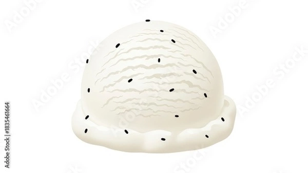 Fototapeta A single scoop of creamy vanilla ice cream with black sesame seeds.