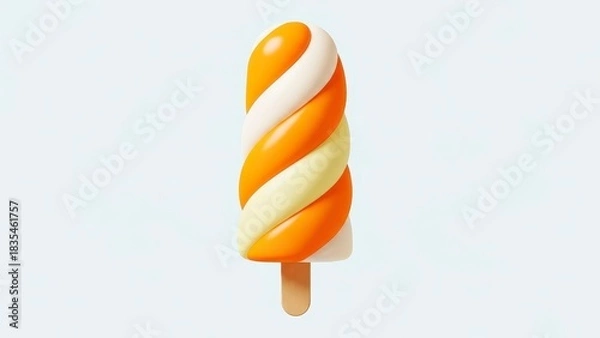 Fototapeta Swirled Orange and Vanilla Ice Cream Bar on a Stick.