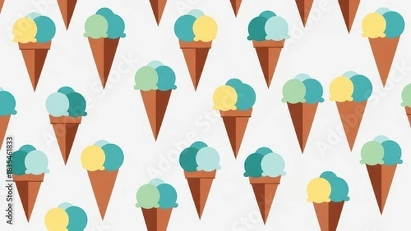 Fototapeta Seamless Pattern of Colorful Ice Cream Cones.