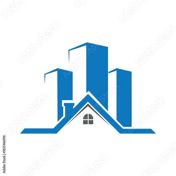 Fototapeta City building and home logo vector for real estate developers, property business and construction branding.