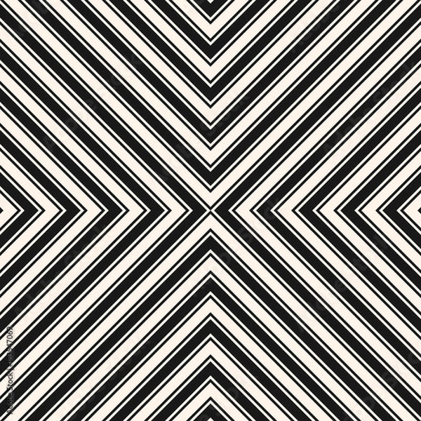Fototapeta Black and white stripes vector seamless pattern. Crossing diagonal striped lines