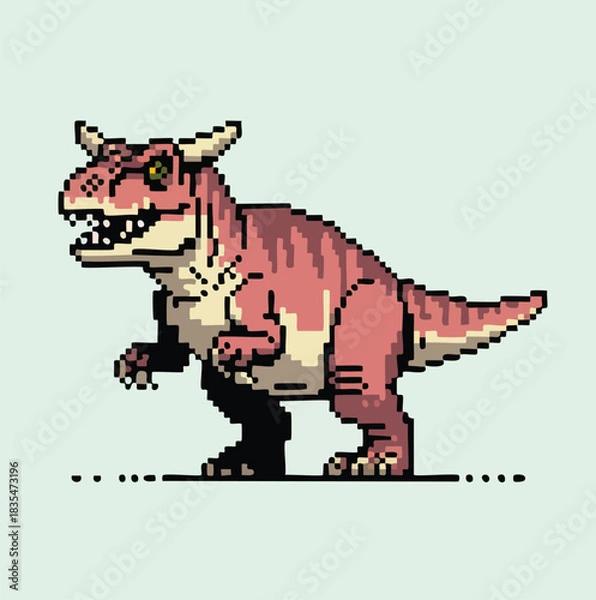 Obraz Carnotaurus Cartoon Pixel Art Dinosaur