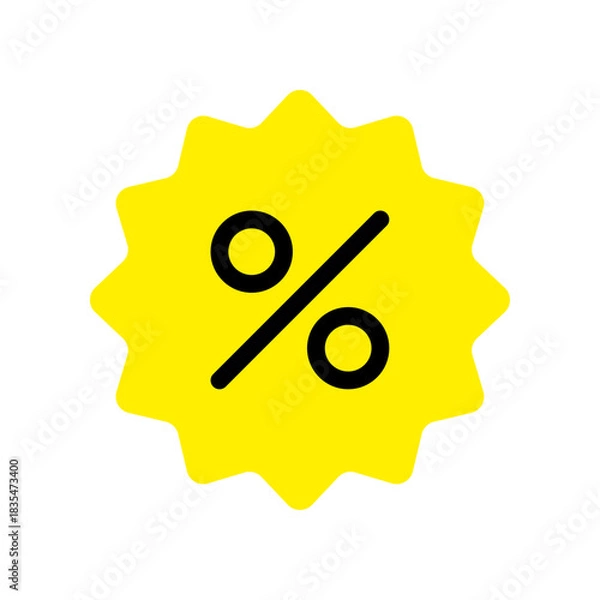 Obraz Yellow percentage discount icon