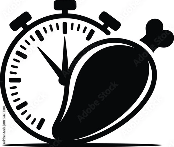 Fototapeta Quick protein meal prep timer silhouette design