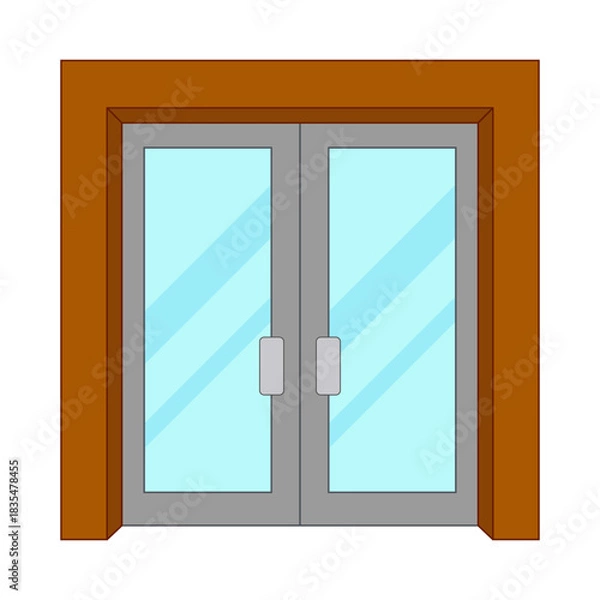 Obraz Modern Glass Double Door Vector Illustration. Perfect for architectural projects, real estate presentations, interior design concepts, construction materials, home improvement graphics.