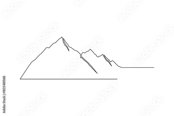 Obraz Mountain peak landscape continuous one  line art  abstract