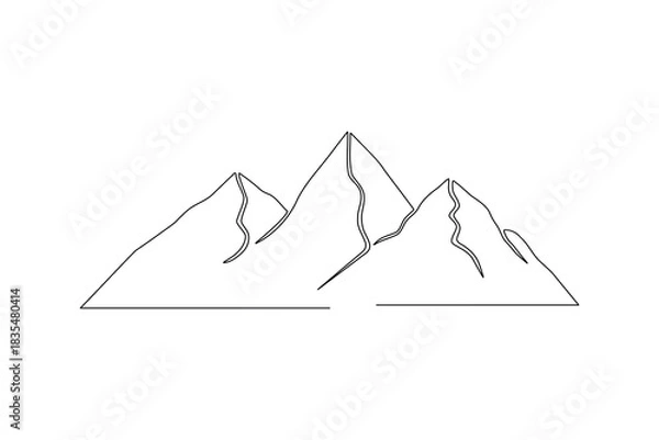 Obraz Mountain peak landscape continuous one  line art  abstract