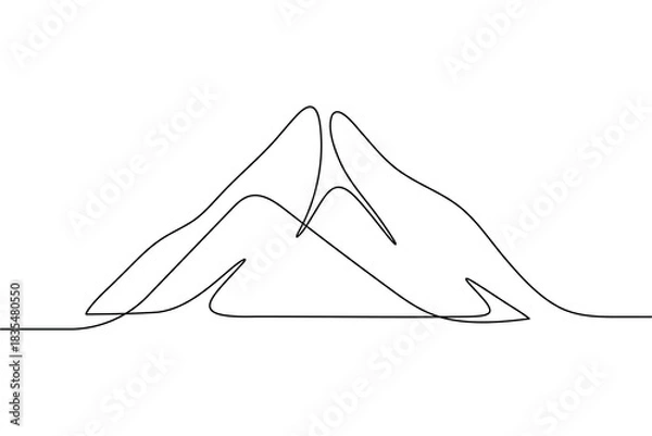 Obraz Mountain peak landscape continuous one  line art  abstract