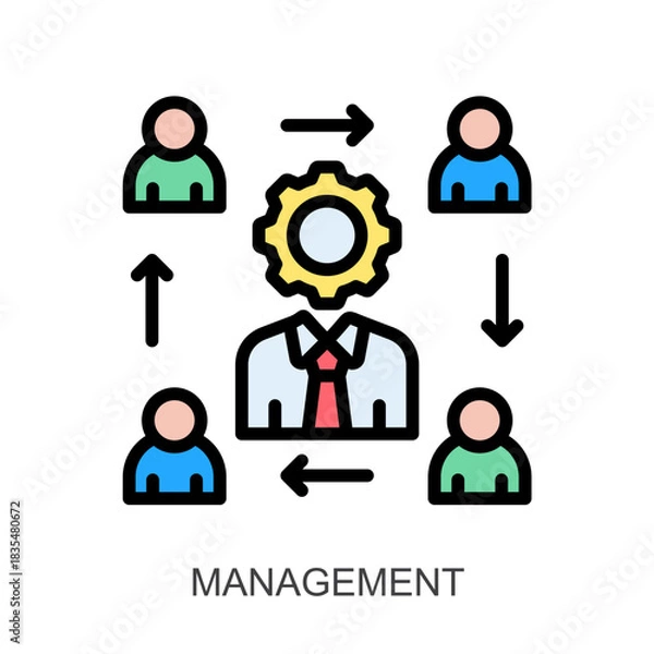 Obraz Management lineal color icon