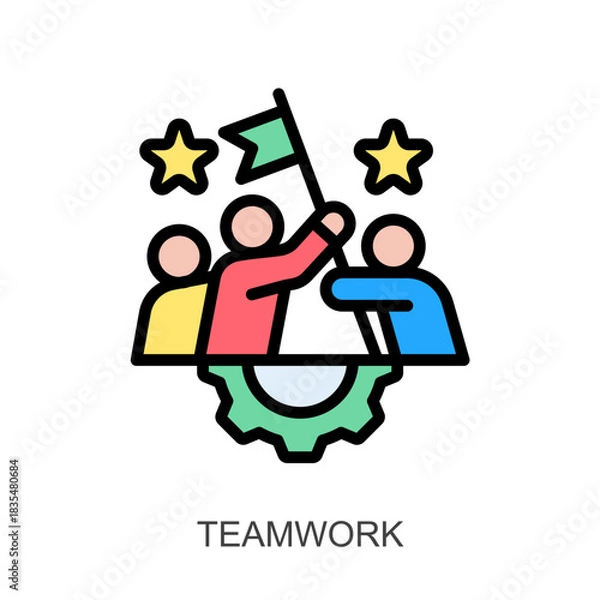 Obraz Teamwork lineal color icon