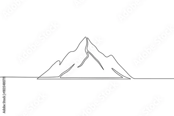 Obraz Mountain peak landscape continuous one  line art  abstract