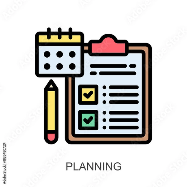 Obraz Planning lineal color icon