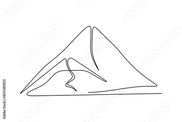 Obraz Mountain peak landscape continuous one  line art  abstract