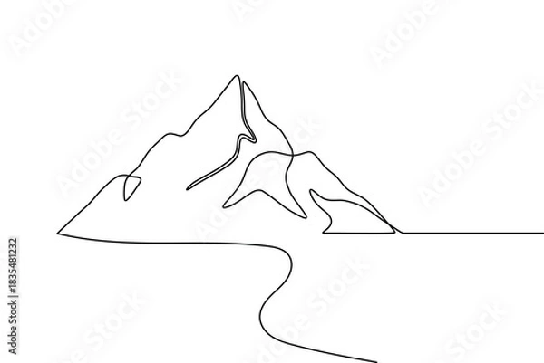 Obraz Mountain peak landscape continuous one  line art  abstract