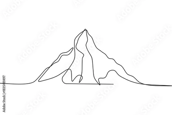 Obraz Mountain peak landscape continuous one  line art  abstract