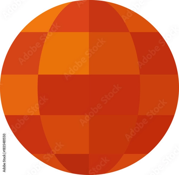 Fototapeta Orange Globe Icon with Grid Pattern