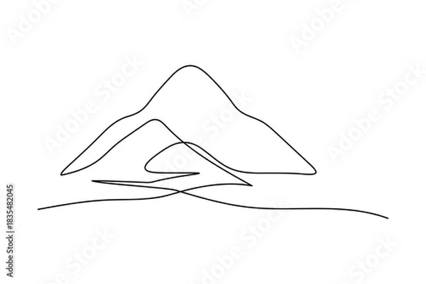 Obraz Mountain peak landscape continuous one  line art  abstract