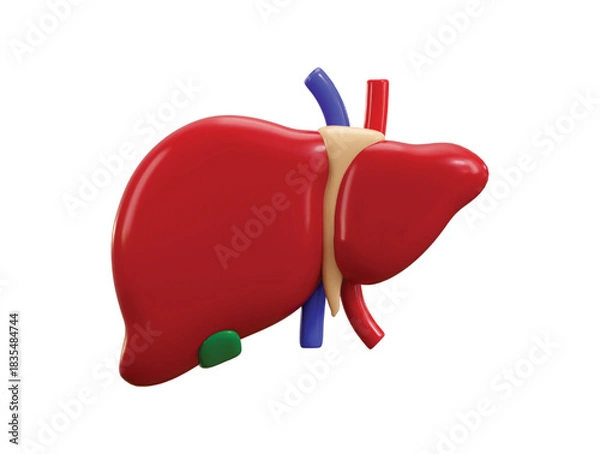 Obraz Human body Liver icon 3d render concept of human organs icon vector illustration