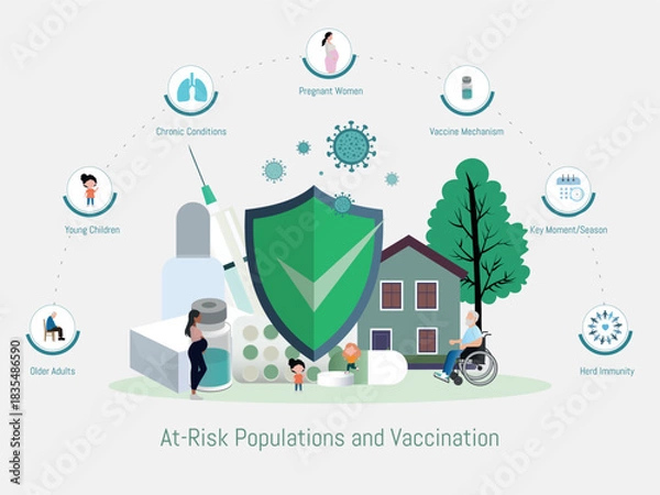 Obraz At risk populations and disease vaccination infographic presenting concepts