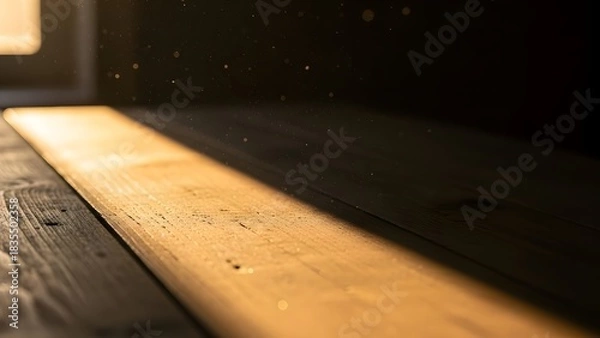 Fototapeta Golden Light on Wood Grain: A Study in Texture and Shadow, Sunlight Dancing on a Weathered Wooden Surface