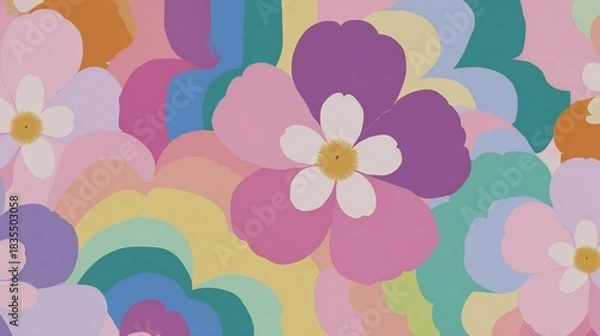 Obraz Vibrant Pastel Floral Pattern Background Design Aesthetic

