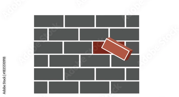 Obraz Brick wall with one missing brick