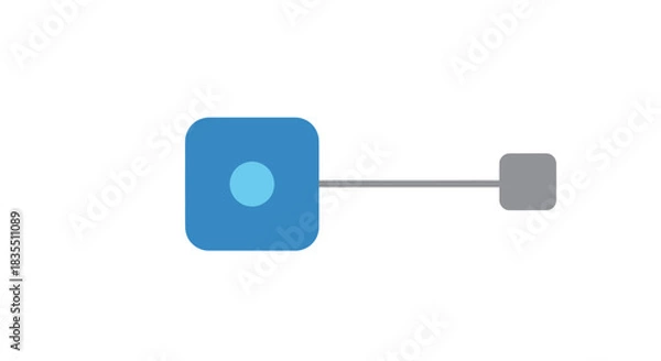 Obraz Connected shapes blue square with circle attached to gray square