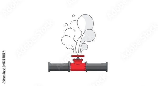 Obraz Leaky pipe with red valve