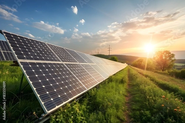 Obraz solar panels on the roof