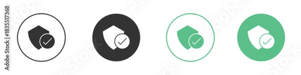 Obraz Shield check mark icons silhouettes set isolated pack