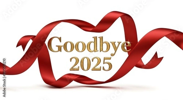 Obraz Goodbye year with ribbon and golden goodbye year message