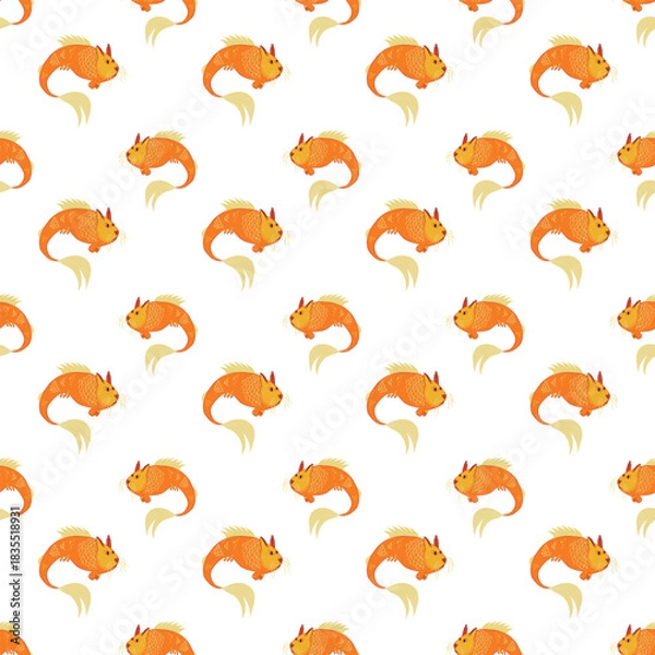Obraz Fishcat pattern. Printable pattern. Goldfish with a cat's head.