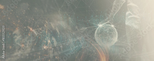 Obraz Global Network Technology with Digital Data Flow