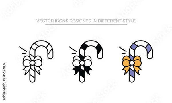 Obraz Candy Cane vector icon stock isolated on white sheet