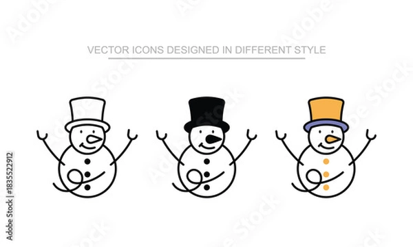 Obraz Snowman vector icon stock isolated on white sheet