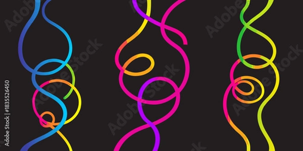 Fototapeta Abstract colorful gradient lines on black background modern art design