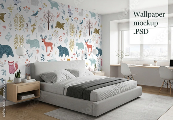Obraz Bedroom wallpaper wall mockup