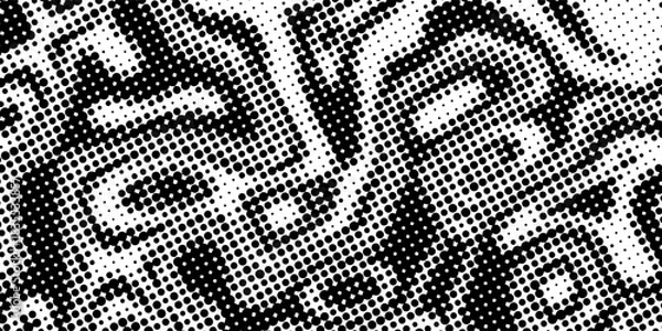 Obraz Black and White Halftone Abstract Seamless Pattern. futuristic technology concept