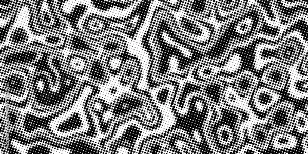 Obraz Black and White Halftone Abstract Seamless Pattern. Modern trendy design in Vector Illustration