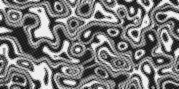 Obraz Black and White Halftone Abstract Seamless Pattern