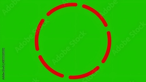 Fototapeta Round red circle sign icon isolated on green screen background