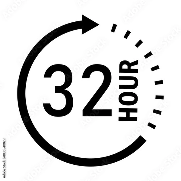 Fototapeta Thirty-two hour time cycle progress arrow